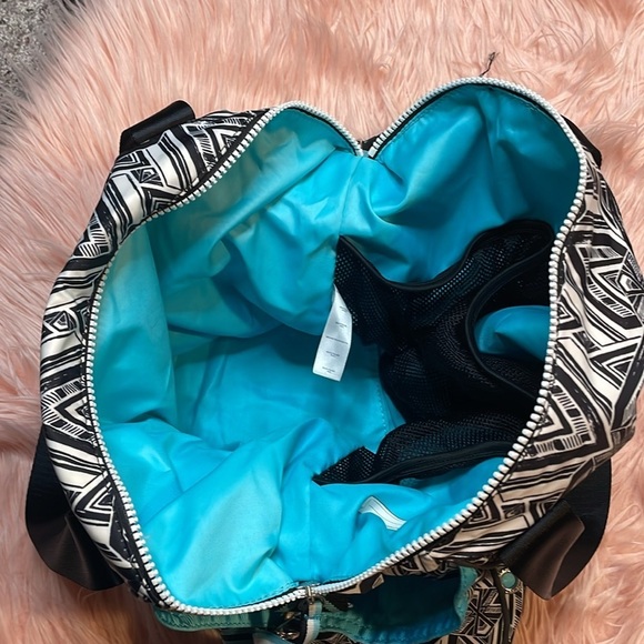 Ivivva Lululemon Tote Weekender Bag Black White Turquoise Geometric Design - Picture 5 of 7